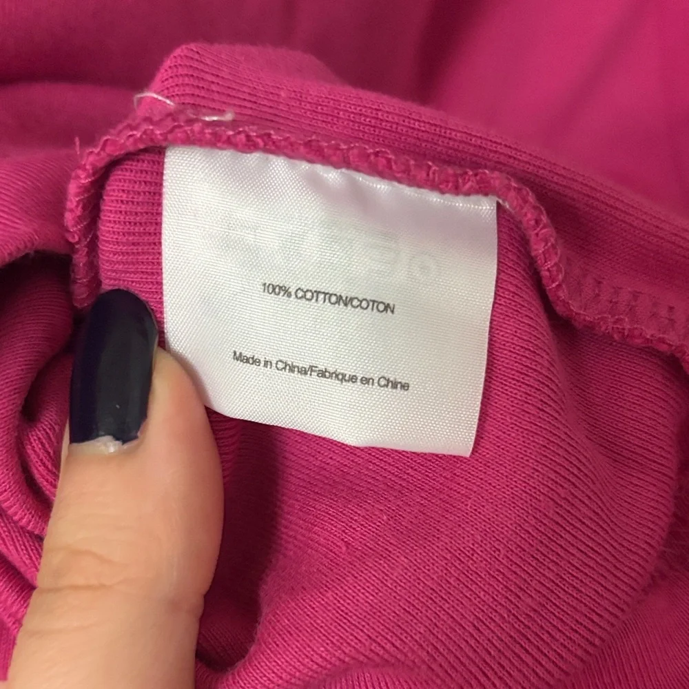 Tory Burch Hot Pink Long Sleeve Logo Rhinestone Tee